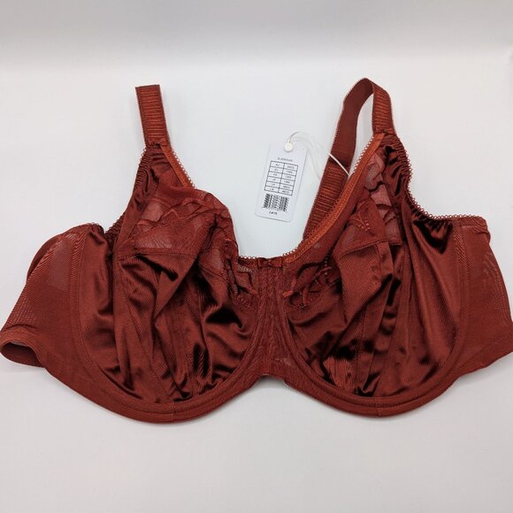 46DD Elomi Cate Underwire Full Cup Banded Bra Dark Copper NWT EL4030 Plus Size - Picture 1 of 6